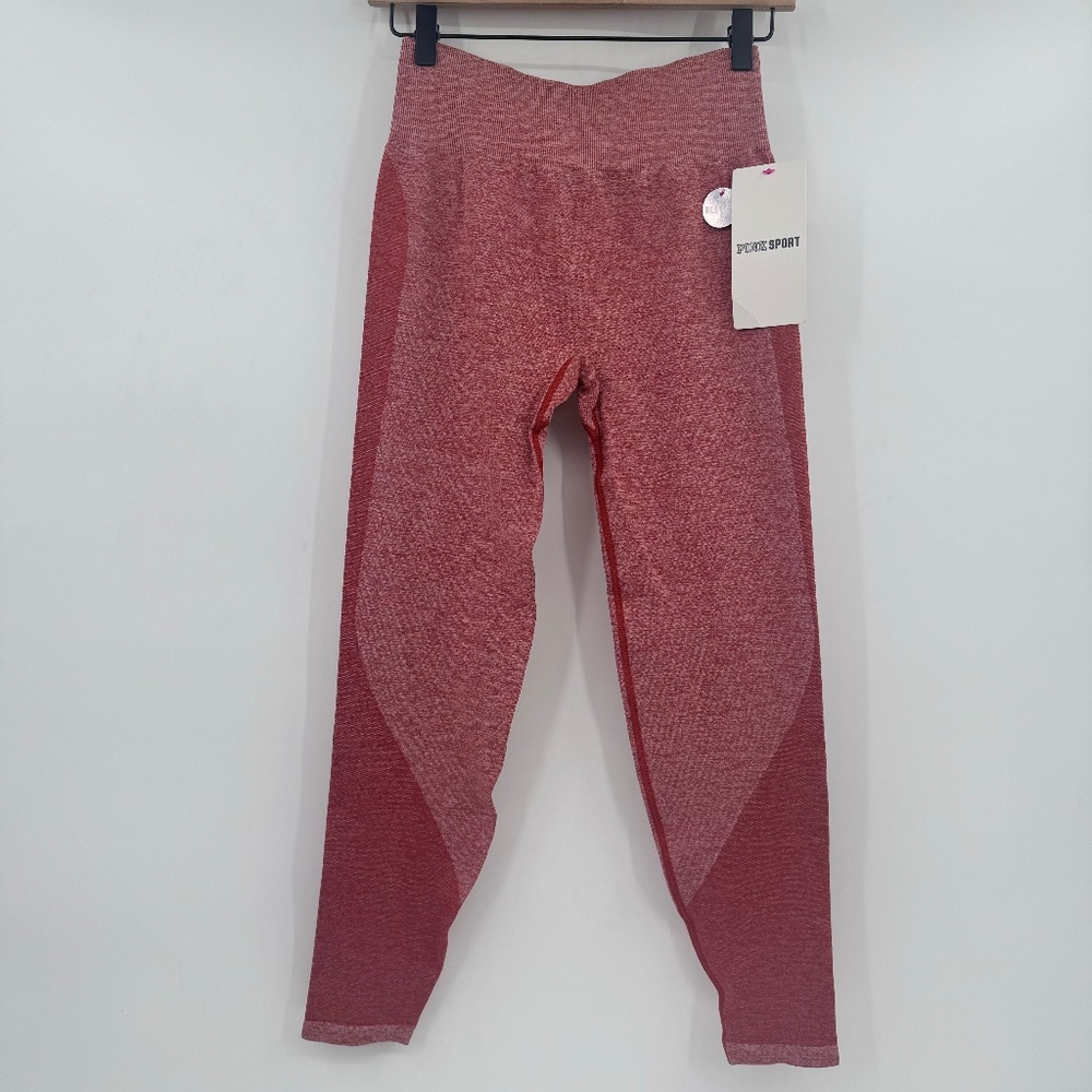 PINK Victorias Secret Leggings Women Medium NEW Heather Red Seamless High Waist